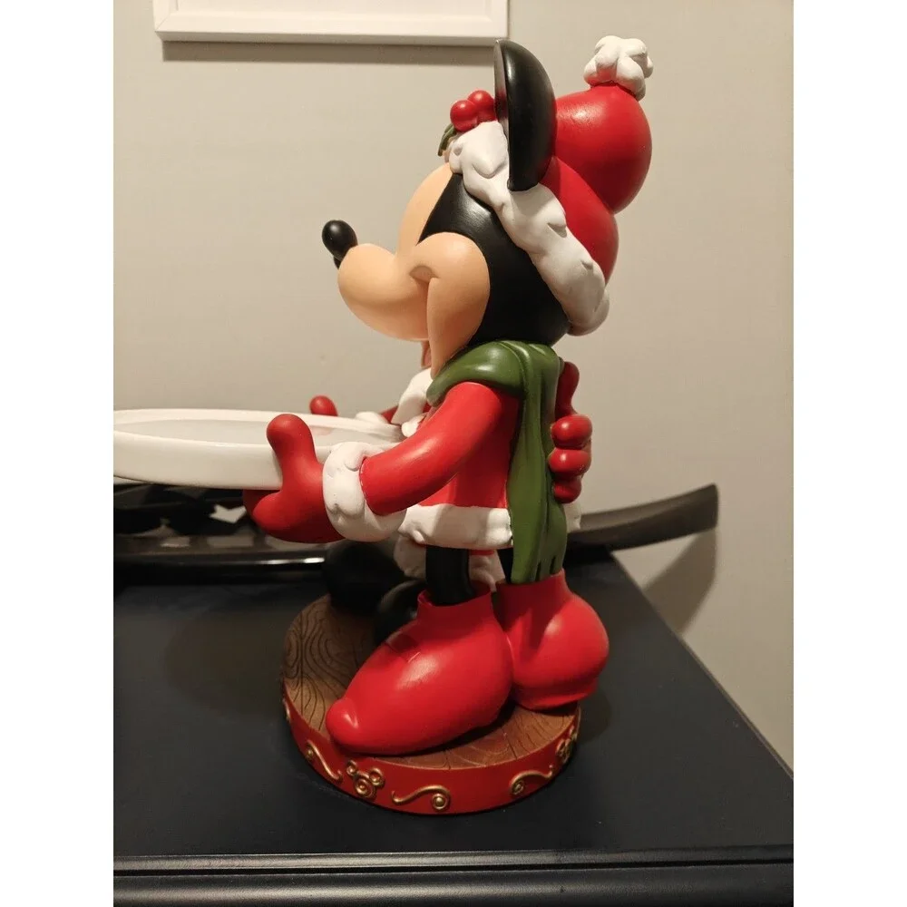 Rare Disney Mickey & Minnie Mouse Christmas Cookie Holder & Ceramic Tray - Clean